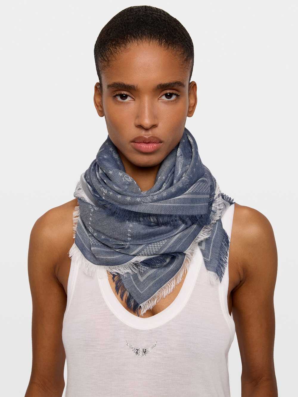 Liz Denim Monogram Scarf